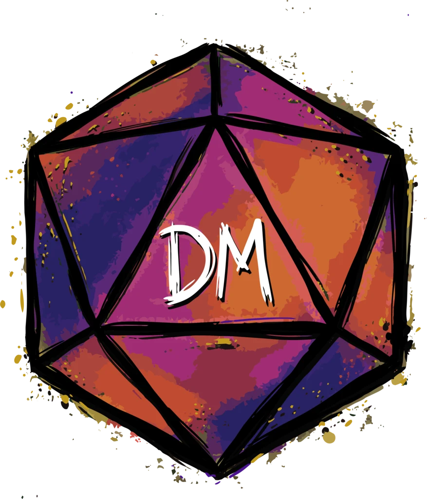 A hand-drawn twenty-sided die